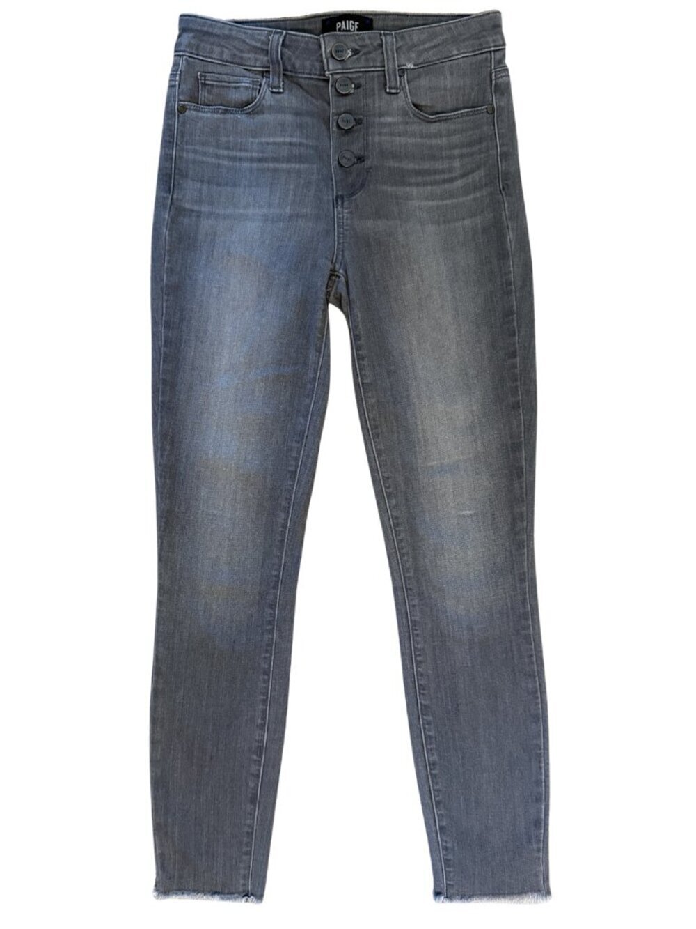 PAIGE Hoxton High Rise Jeans Dusk Grey Size 25 Raw Hem